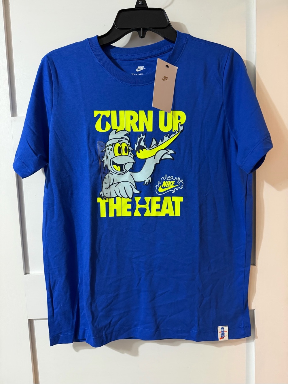 Nike Blue Short Sleeve Tee with Neon Yellow Graphic